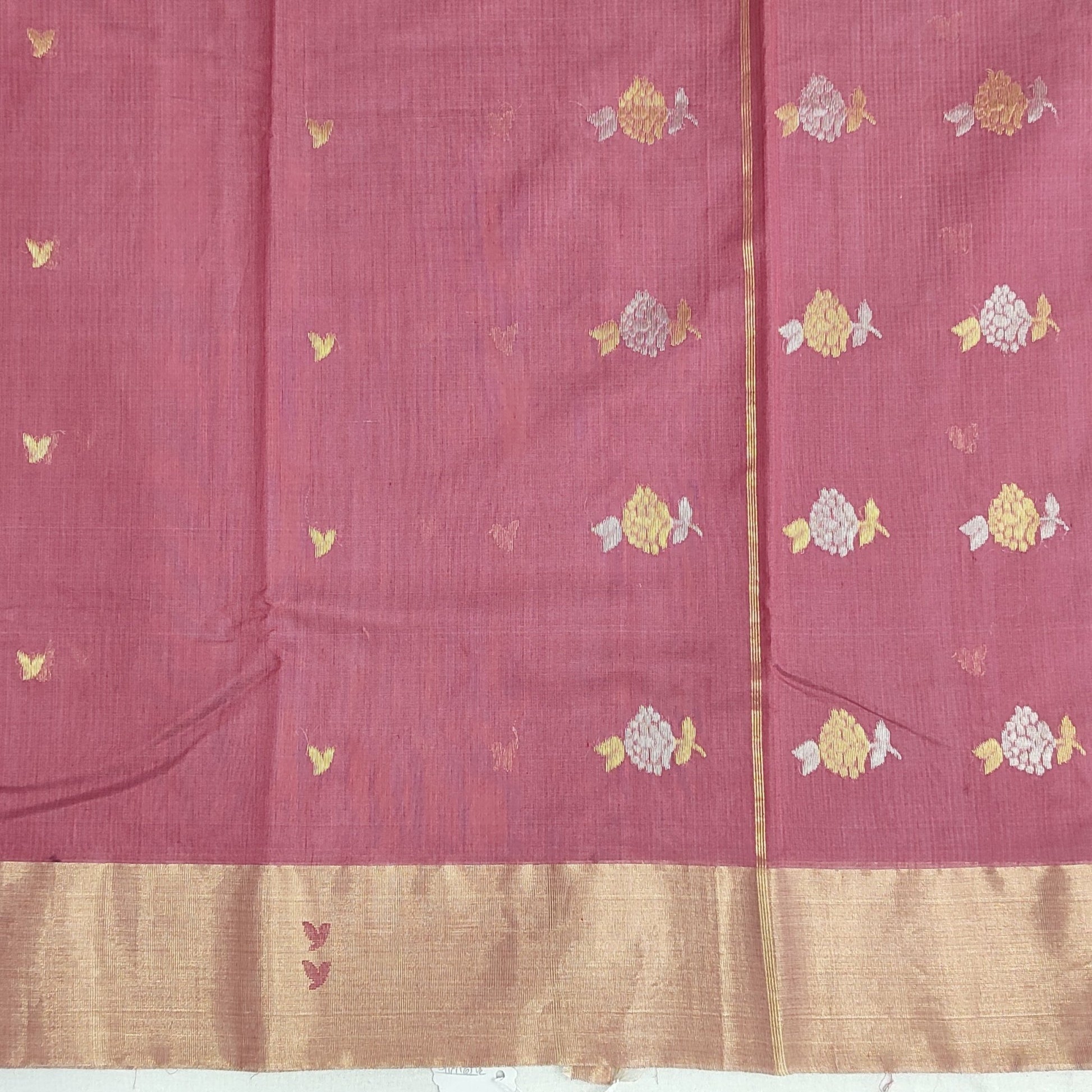 Beautiful Chanderi Silk Flower Motifs Saree BV116 - Artsy India
