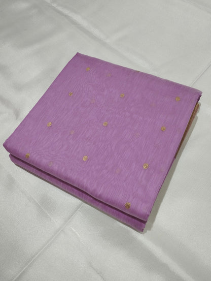 Chanderi Cotton Silk purple colour saree - Artsy India