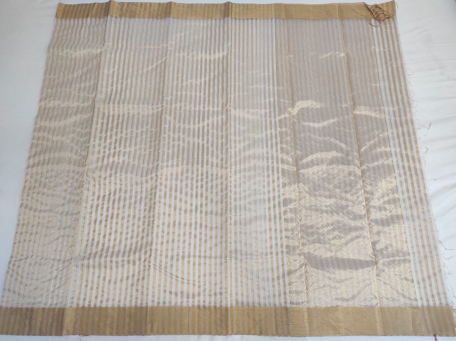 Chanderi Designer Silk Cotton Strips Saree A206 - ArtsyIndia