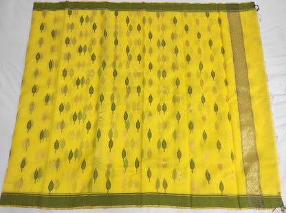 Chanderi Designer Silk Cotton Yellow Saree A203 - ArtsyIndia