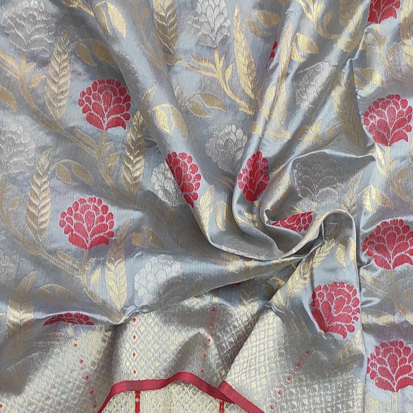 Chanderi Pattu silk Handloom saree A101 - Artsy India