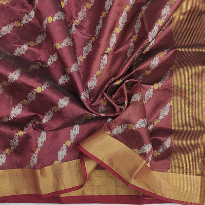 Chanderi Pattu silk Handloom saree A102 - Artsy India