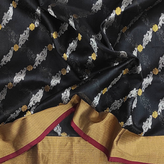 Chanderi Pattu silk Handloom saree A103 - Artsy India
