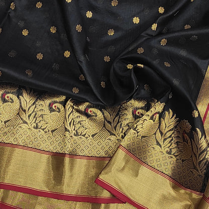 Chanderi Pattu silk Handloom saree A104 - Artsy India