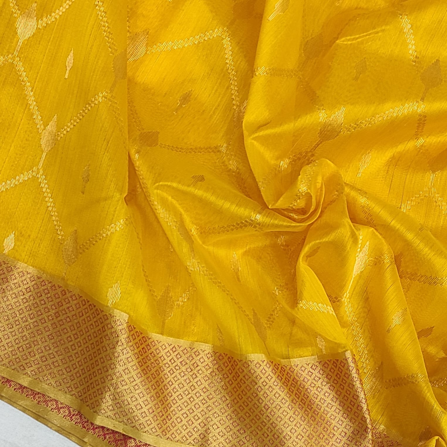 Shop Yellow Multi Printed Chanderi Sarees with Embellished border Online –  Bhamadesigns