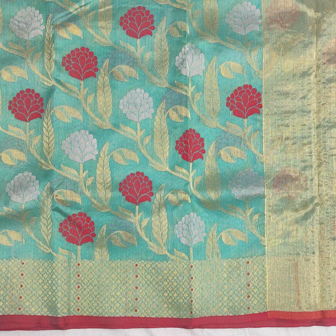 Chanderi Premium Pattu Silk saree A160 - ArtsyIndia