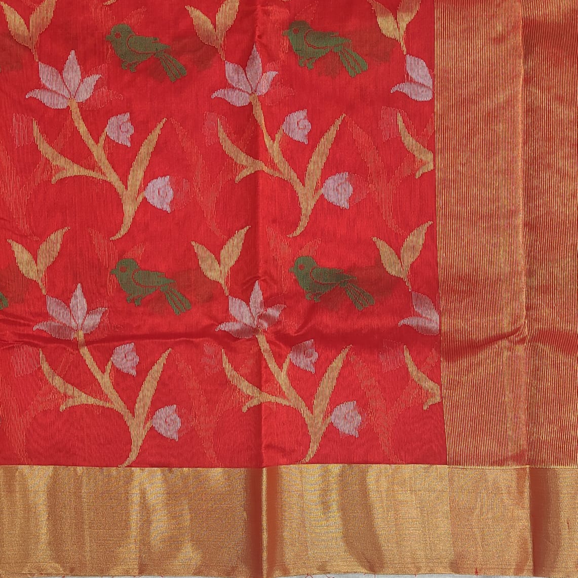 Chanderi Premium Pattu Silk saree A163 - ArtsyIndia