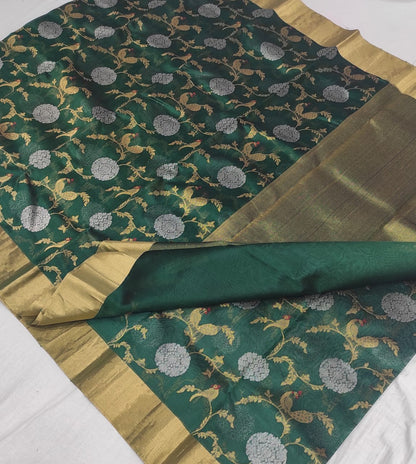 Chanderi Premium Pattu Silk saree A164 - ArtsyIndia