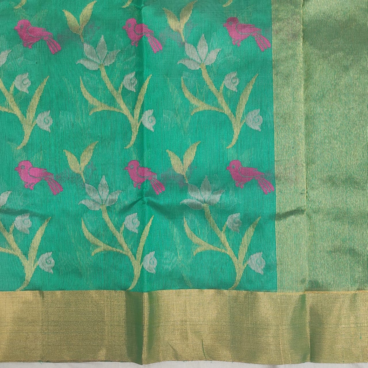 Chanderi Premium Pattu Silk saree A165 - ArtsyIndia