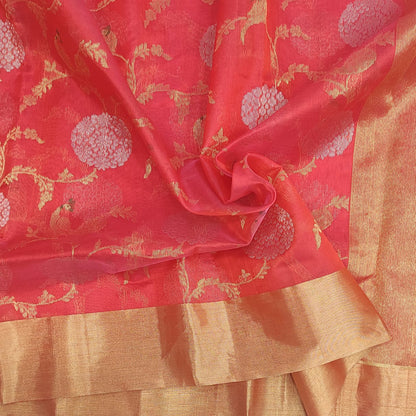 Chanderi Premium Pattu Silk saree A168 - ArtsyIndia