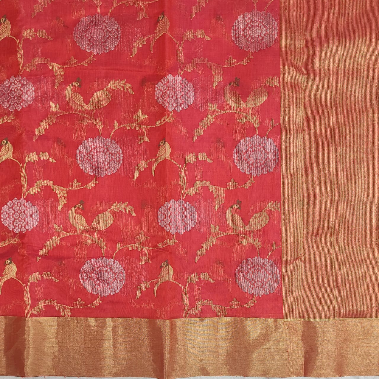 Chanderi Premium Pattu Silk saree A168 - ArtsyIndia