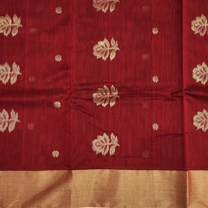 Chanderi Silk by Mercerised cotton Flower Motifs Chanderi saree BV103 - Artsy India