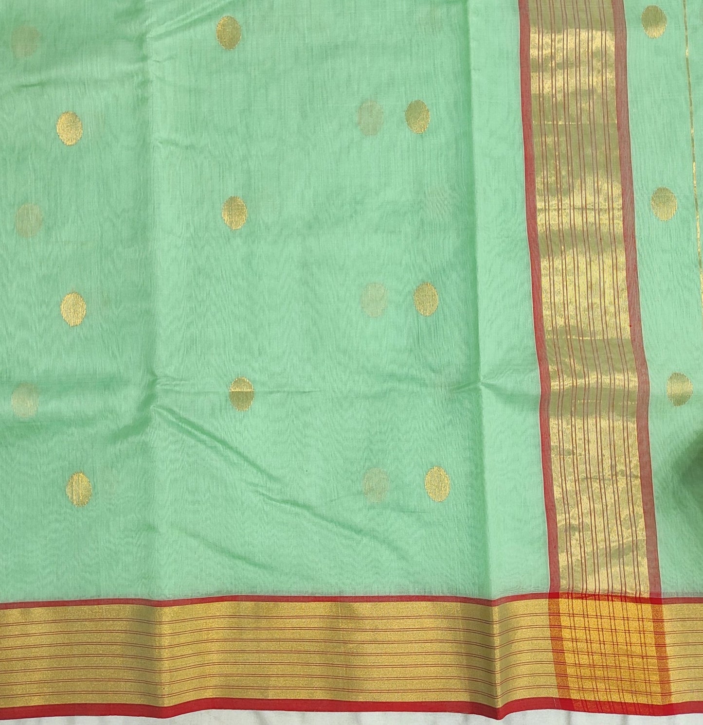 Chanderi Silk by Mercerised cotton Handloom Chanderi saree BV102 - Artsy India