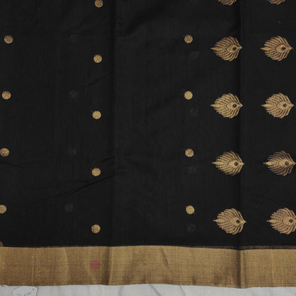 Chanderi Silk by Mercerised cotton Peacock Motifs Chanderi saree BV104 - Artsy India