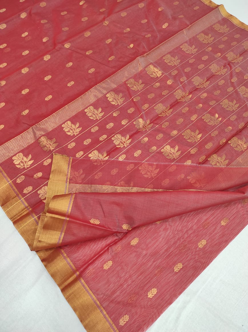 Chanderi Silk Cotton Saree A139 - Artsy India