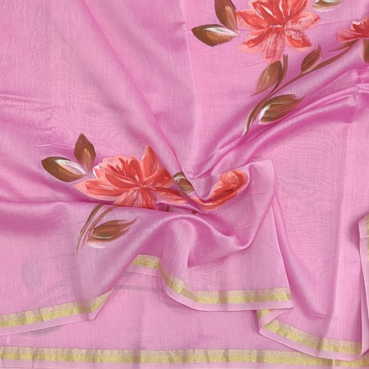 Chanderi Soft Sico Floral Sarees P120 - ArtsyIndia