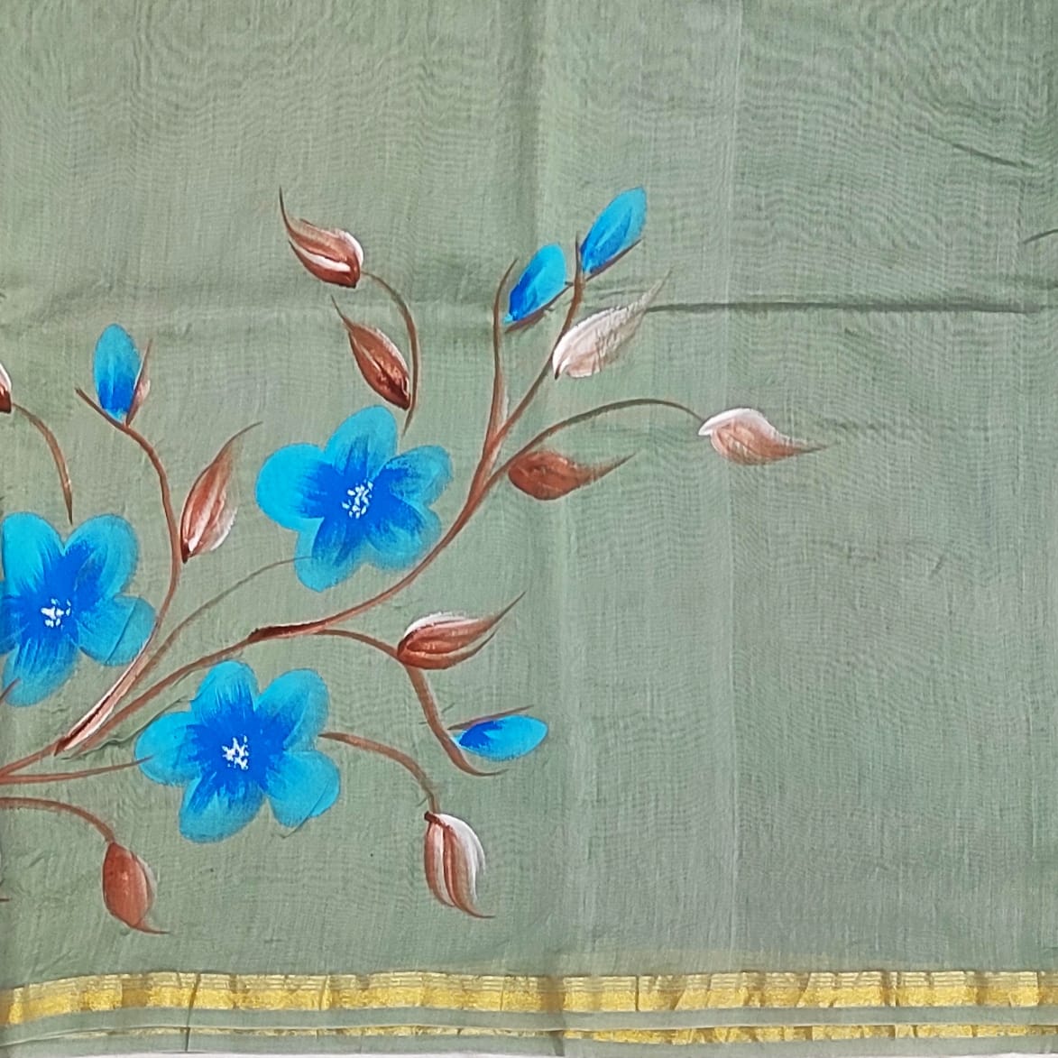 Chanderi Soft Sico Floral Sarees P121 - ArtsyIndia