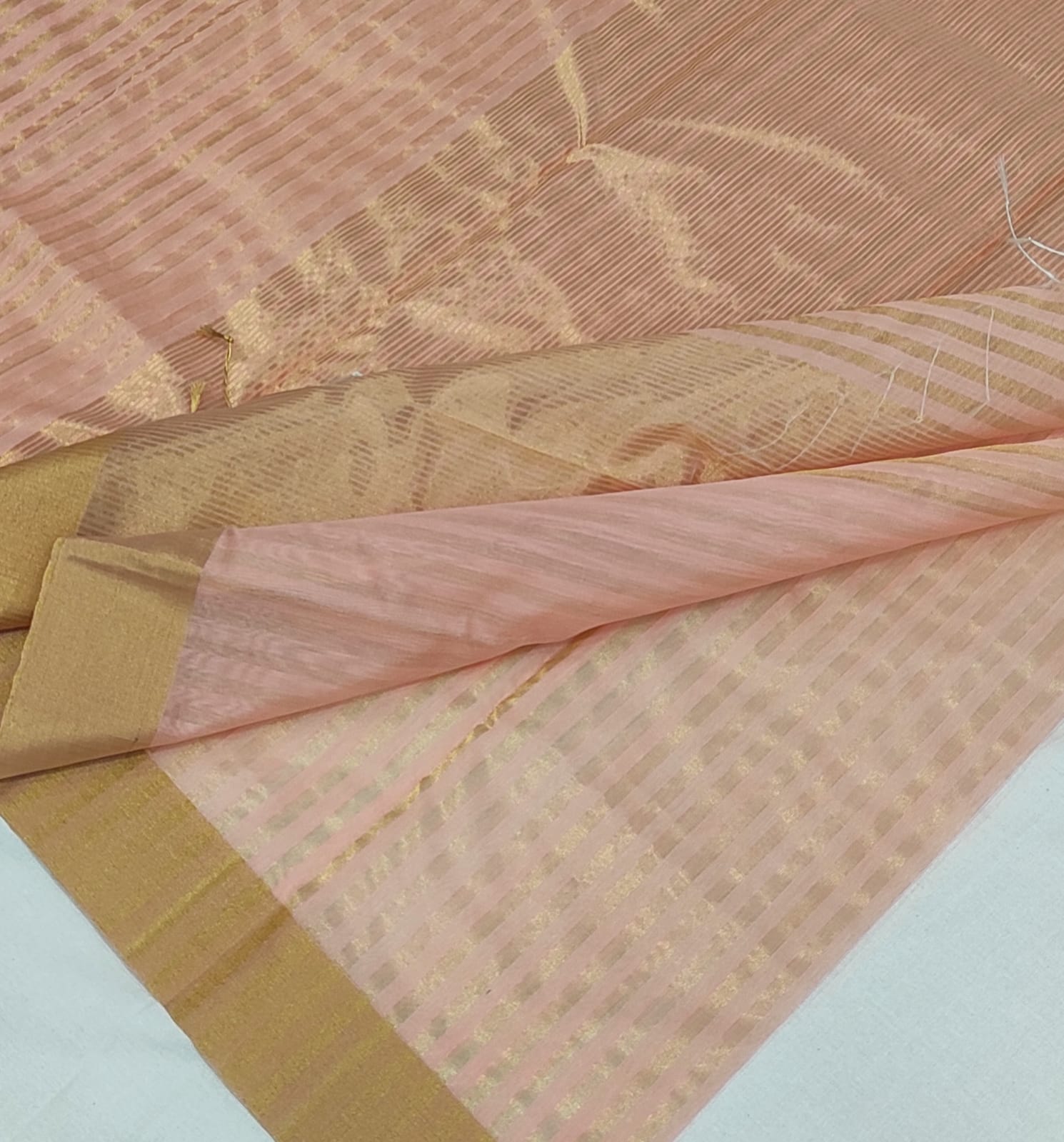 Designer Silk Cotton Strips chanderi Saree A205 - ArtsyIndia