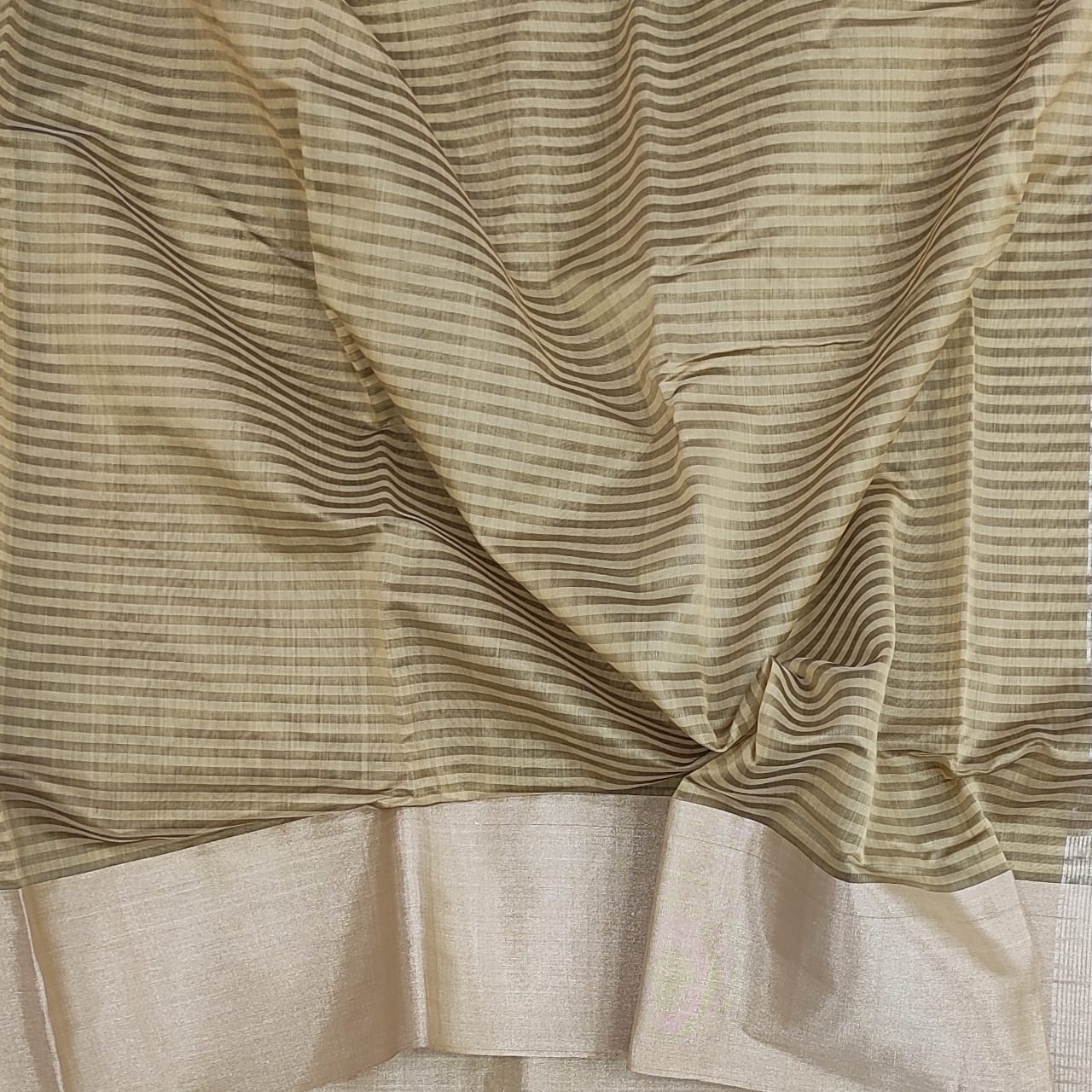 Sico Silk cotton Chanderi Sarees with Stripes A142 - Artsy India