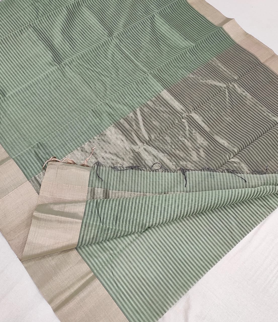 Sico Silk cotton Chanderi Sarees with Stripes A144 - Artsy India