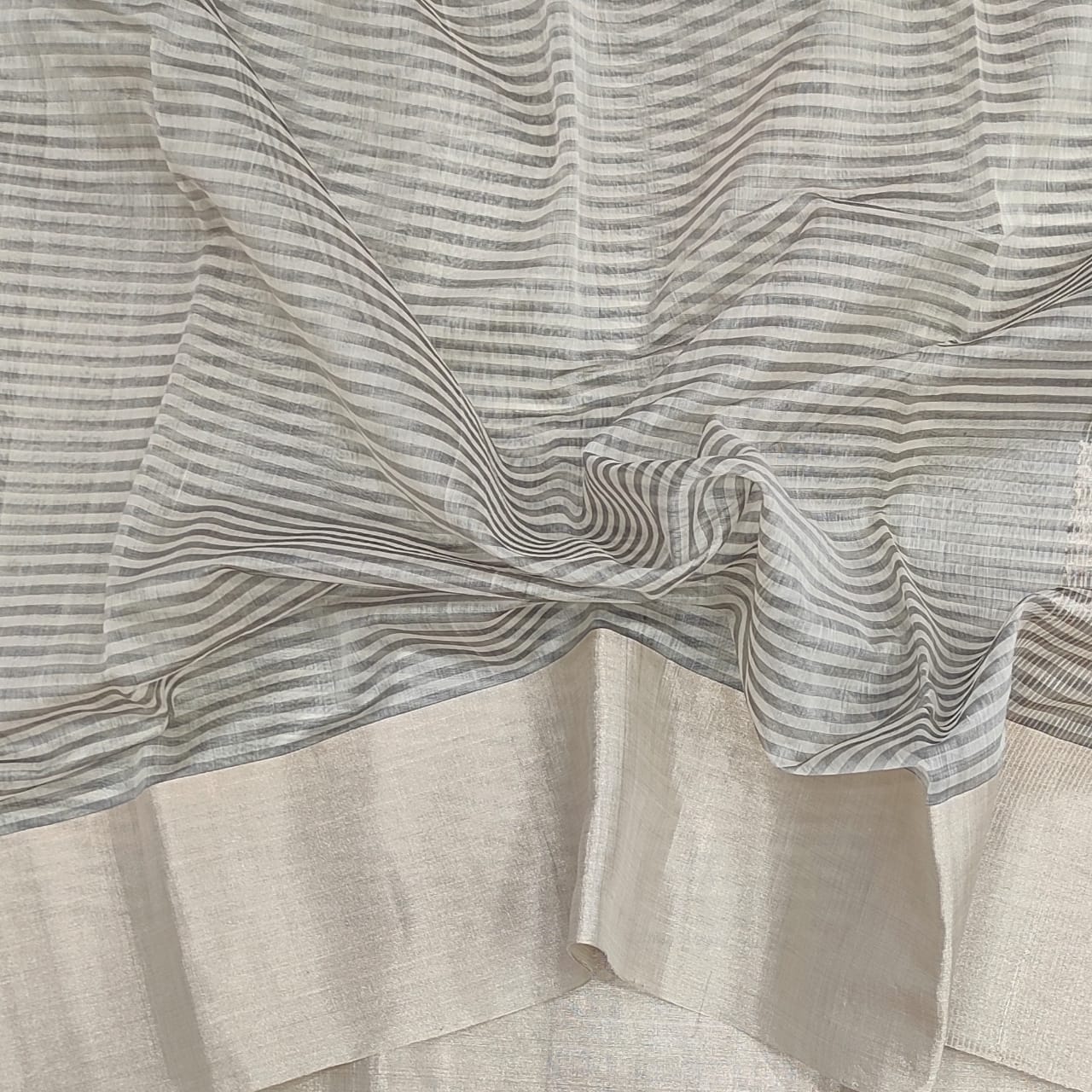 Sico Silk cotton Chanderi Sarees with Stripes A145 - Artsy India