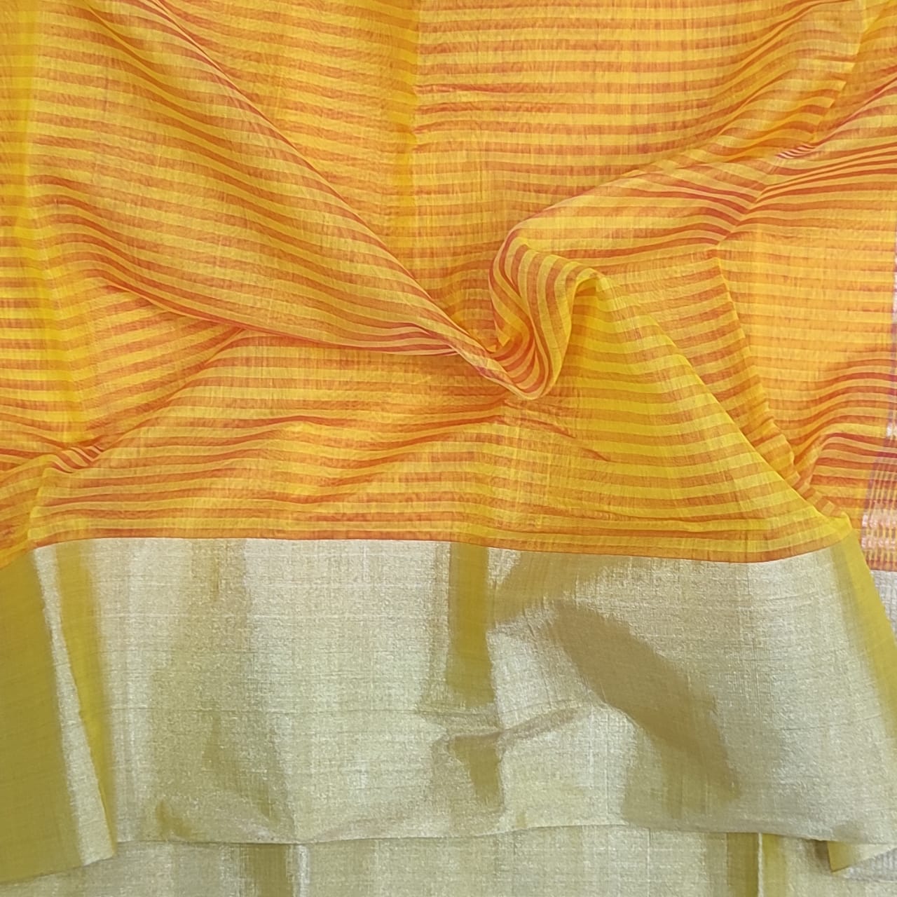 Sico Silk cotton Chanderi Sarees with Stripes A146 - Artsy India