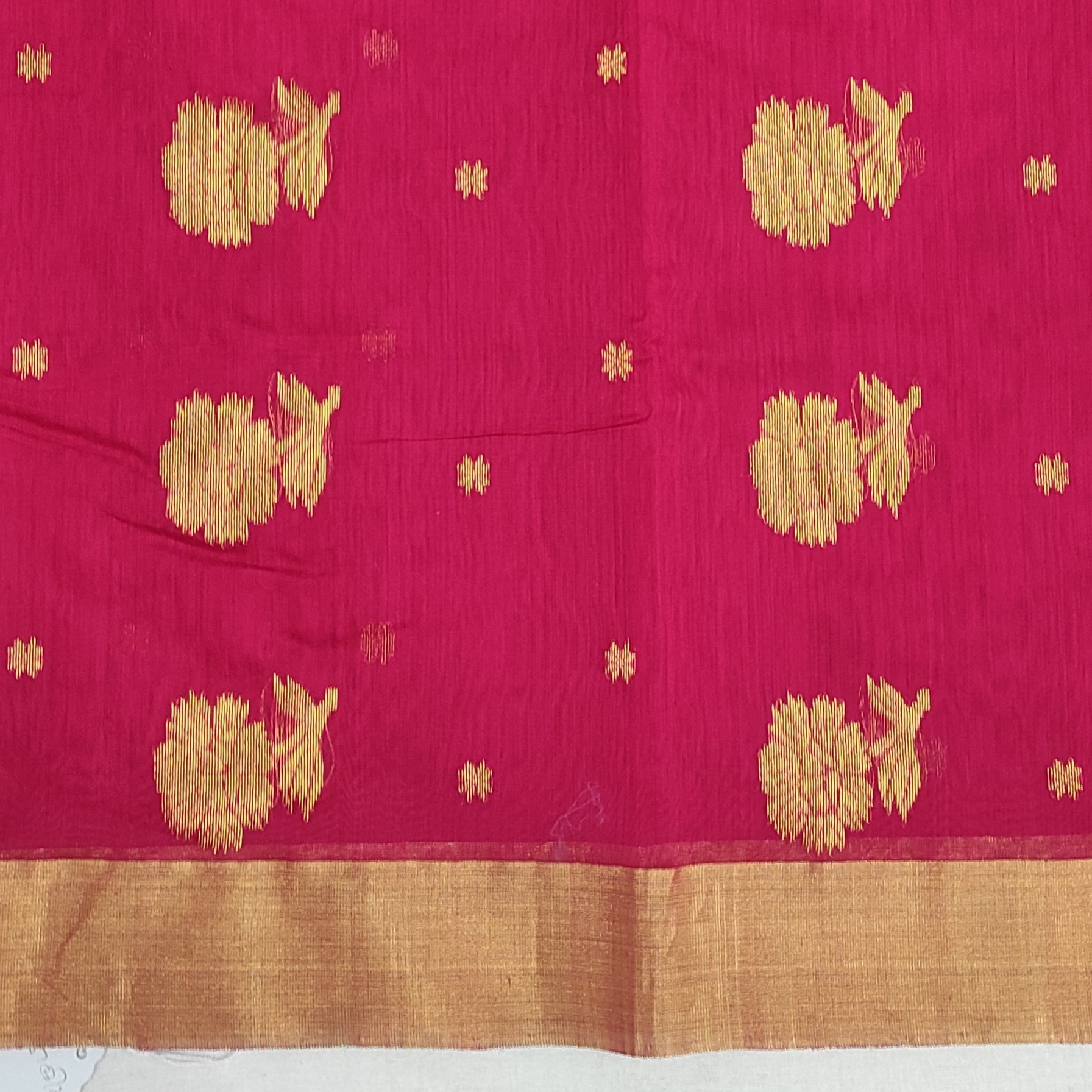 Silk by Mercerised cotton Flower Motifs Chanderi saree BV105 - Artsy India