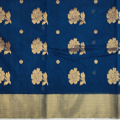 Silk by Mercerised cotton Flower Motifs Chanderi saree BV106 - Artsy India