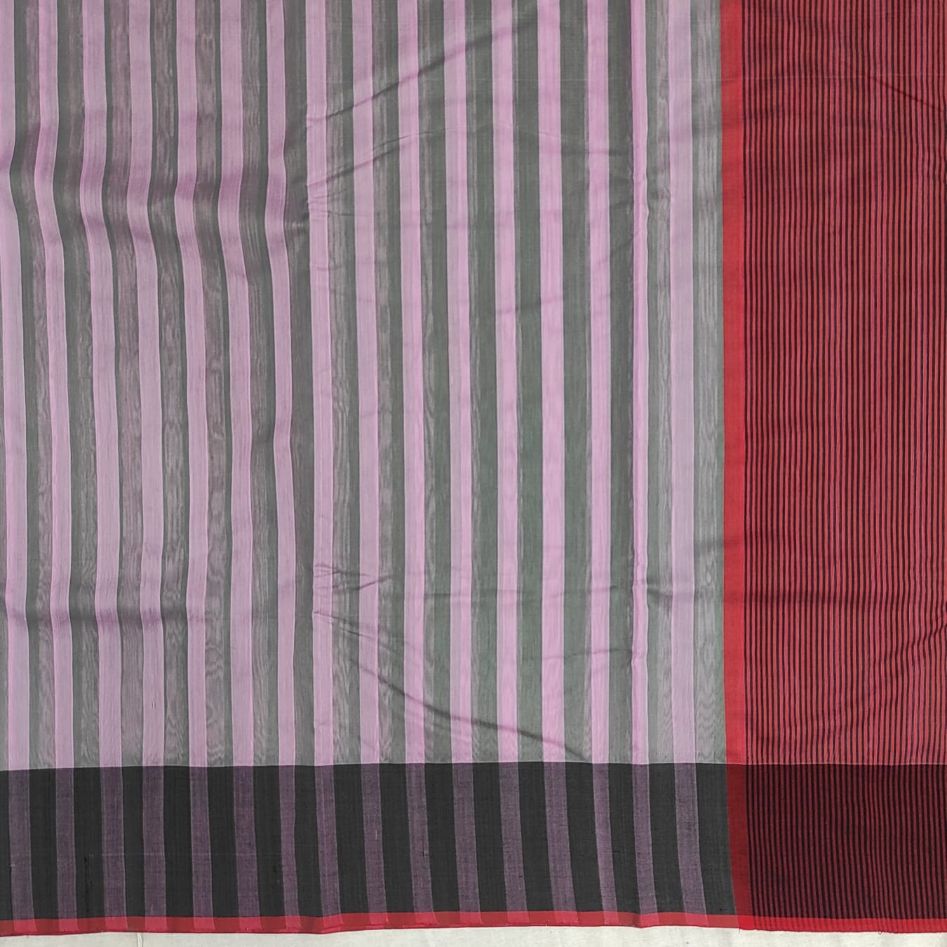 Silk cotton Chanderi Sarees with Stripes A136 - Artsy India