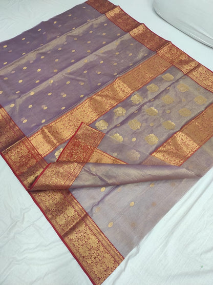 Tissue Silk Chanderi Saree A158 - ArtsyIndia
