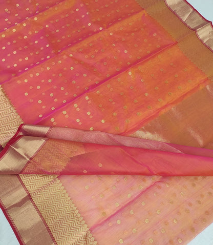 Traditional Chanderi Tissue Silk Saree A175 - ArtsyIndia