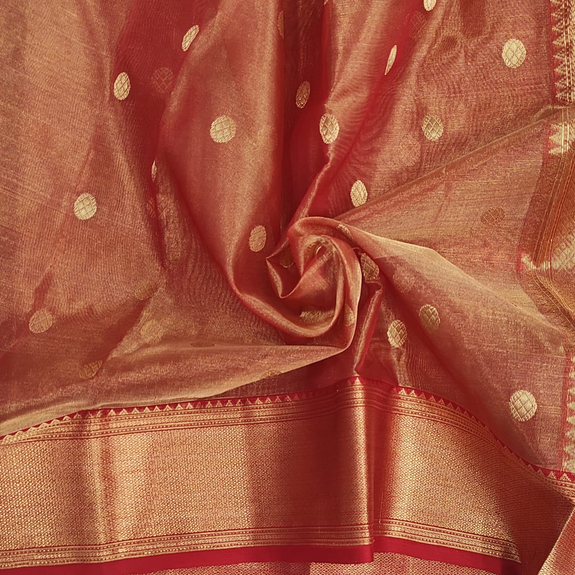 Traditional Chanderi Tissue Silk Saree A176 - ArtsyIndia