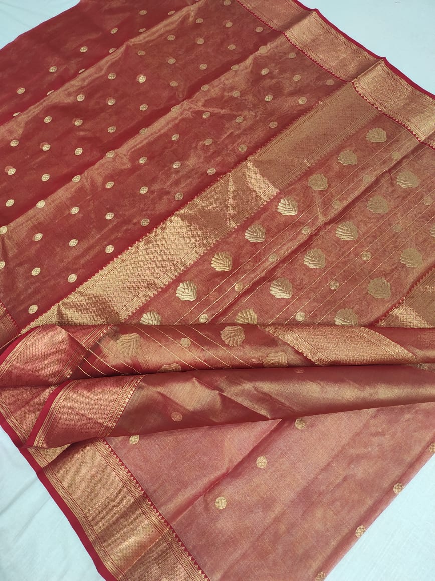 Traditional Chanderi Tissue Silk Saree A176 - ArtsyIndia