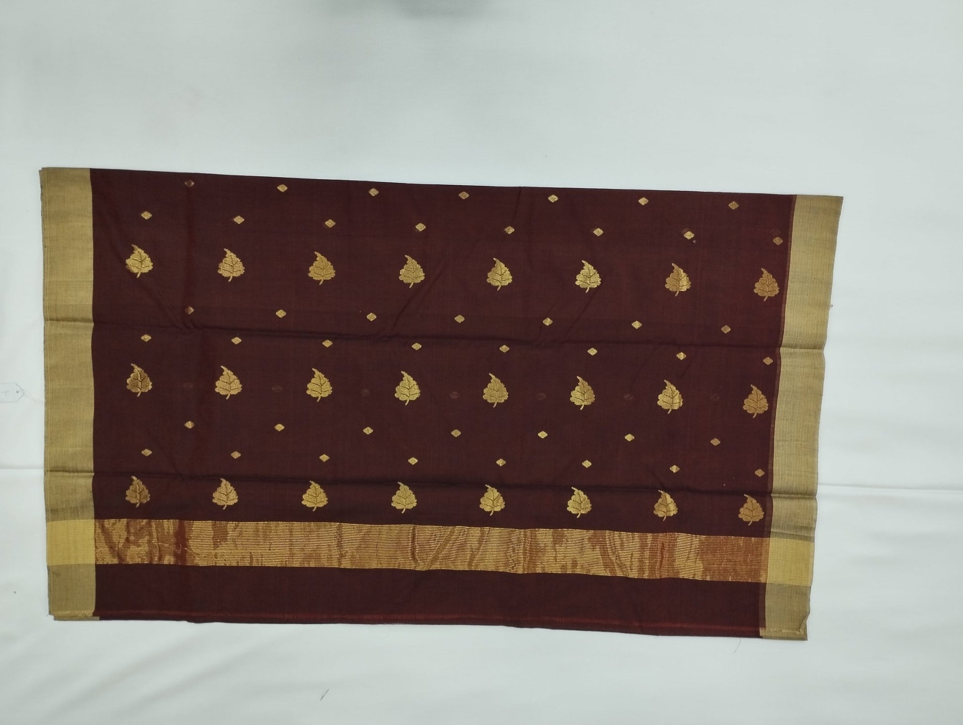 Unique Coffee Colour Cotton silk chanderi saree - Artsy India