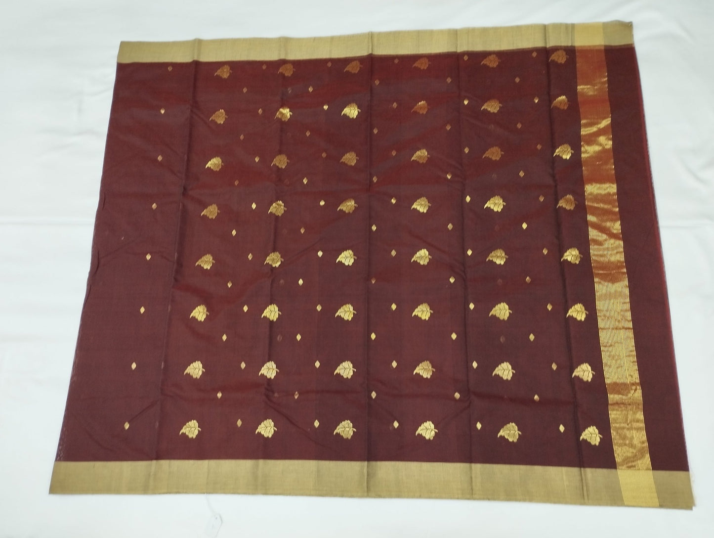 Unique Coffee Colour Cotton silk chanderi saree - Artsy India